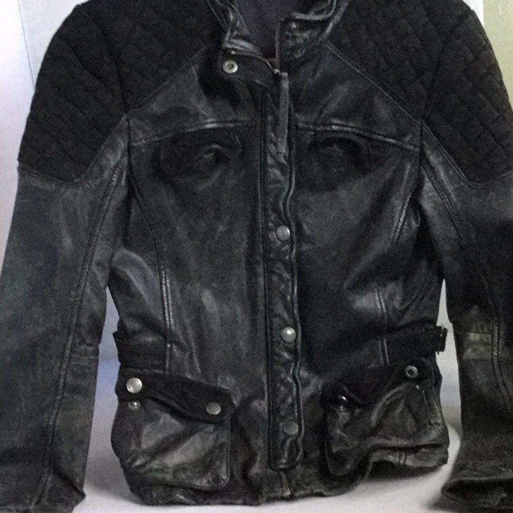 Women’s Black Leather Jacket by Tigha S